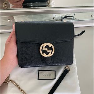 GUCCI Small Black Interlocking G Shoulder Bag